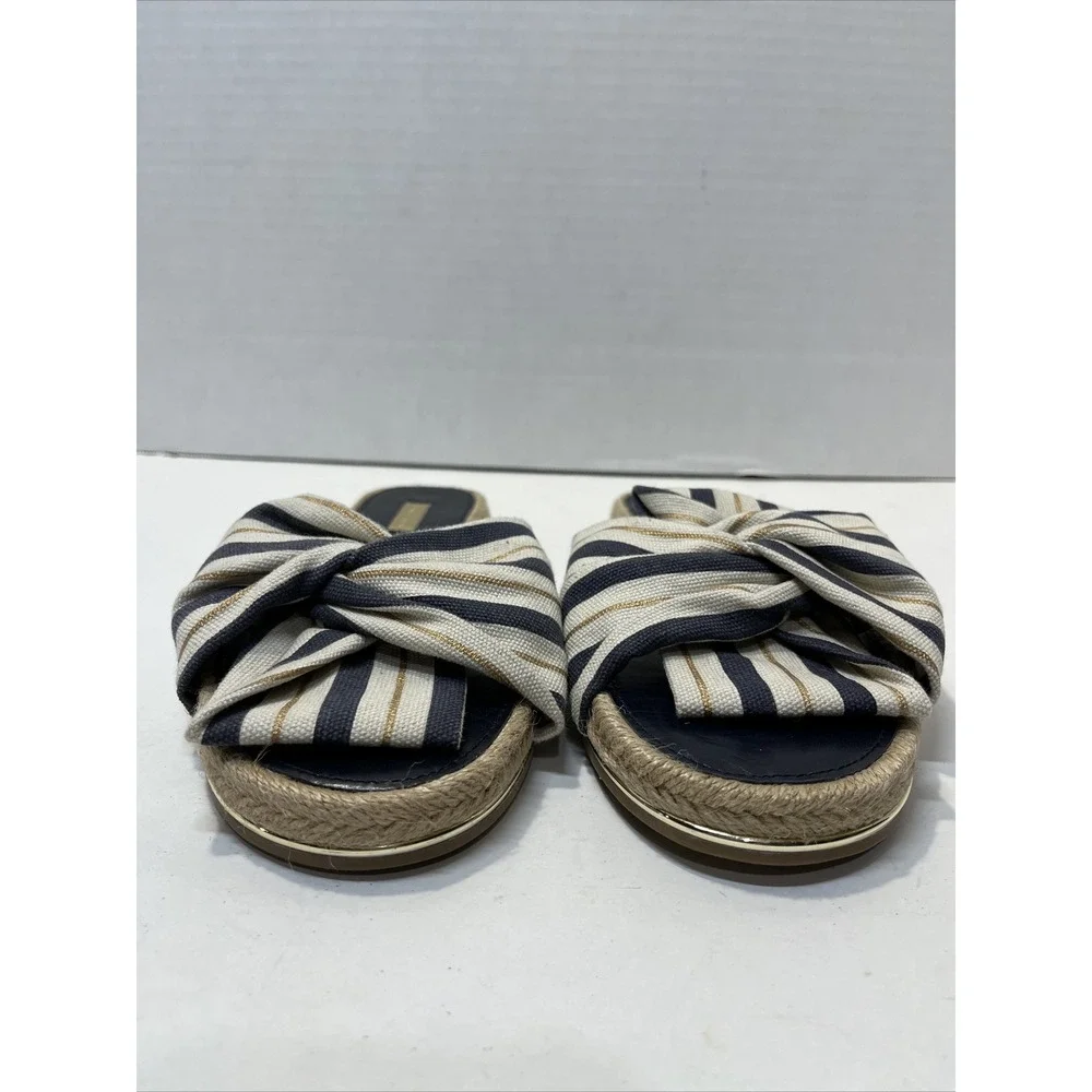 LOUISE ET CIE Womens 8.5M Camille Espandrille Chic Bow Slide Sandal Striped Casu
